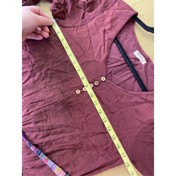 Anself Burgandy Tunic 1/4 Sleeve Colorful Sash Women’s Size M - Picture 10 of 10